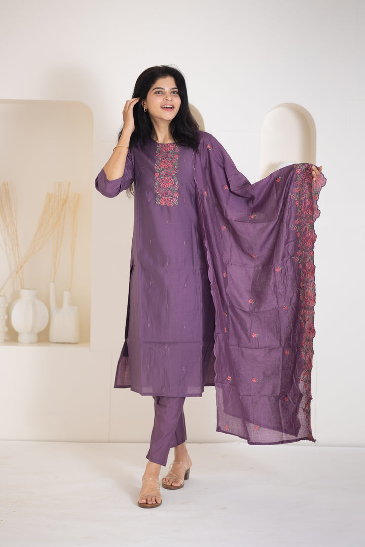 Kavya salwar suit with shawl in purple
