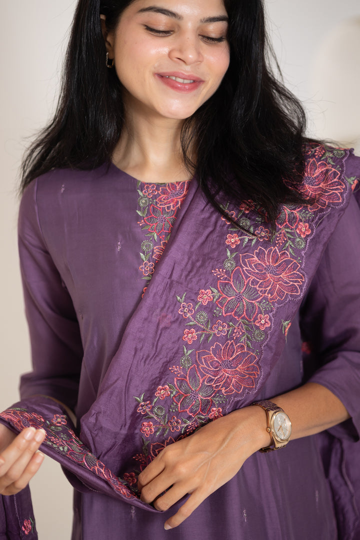 Kavya salwar suit with shawl in purple