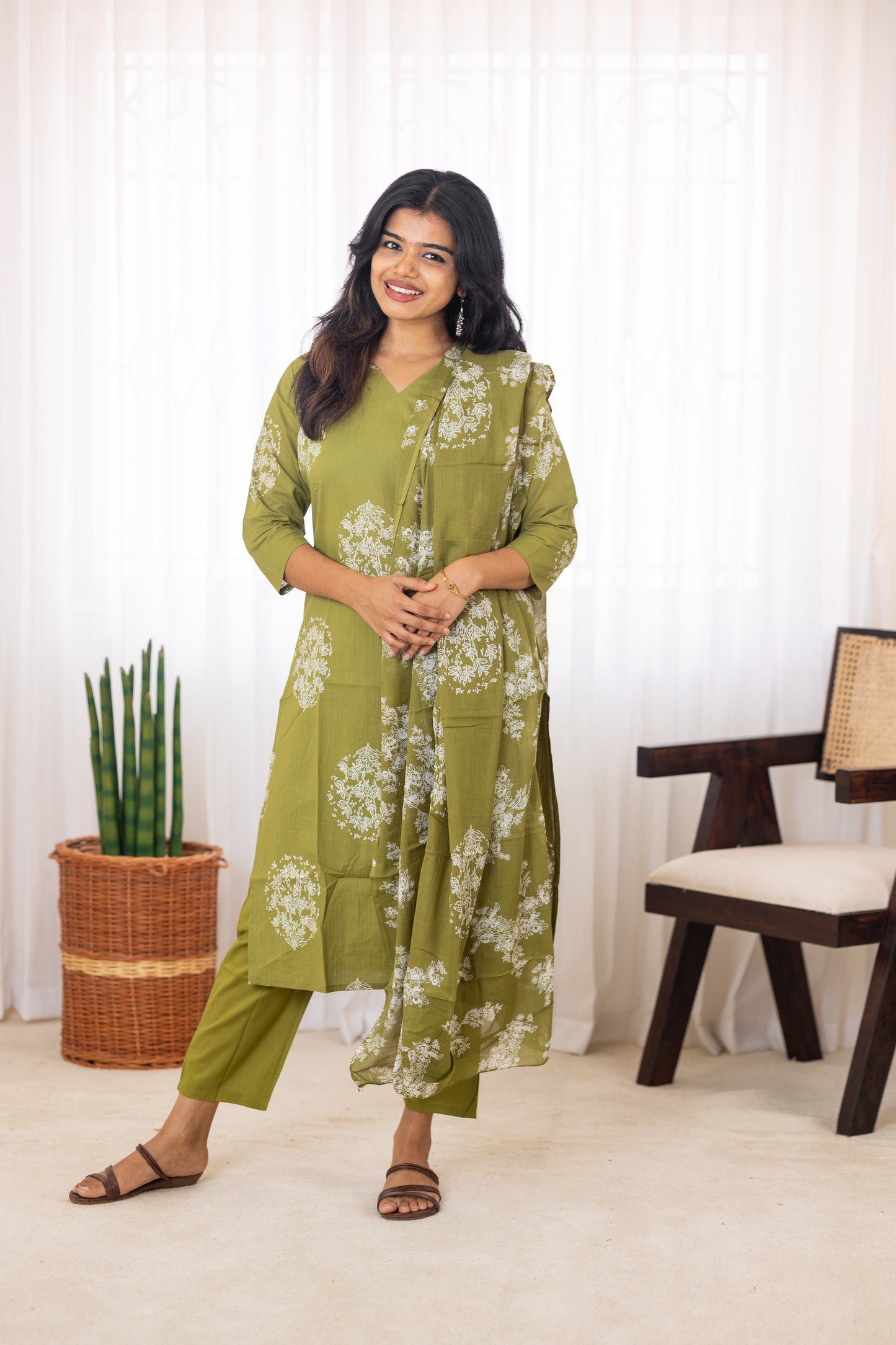 Mrinal salwar set in olive green