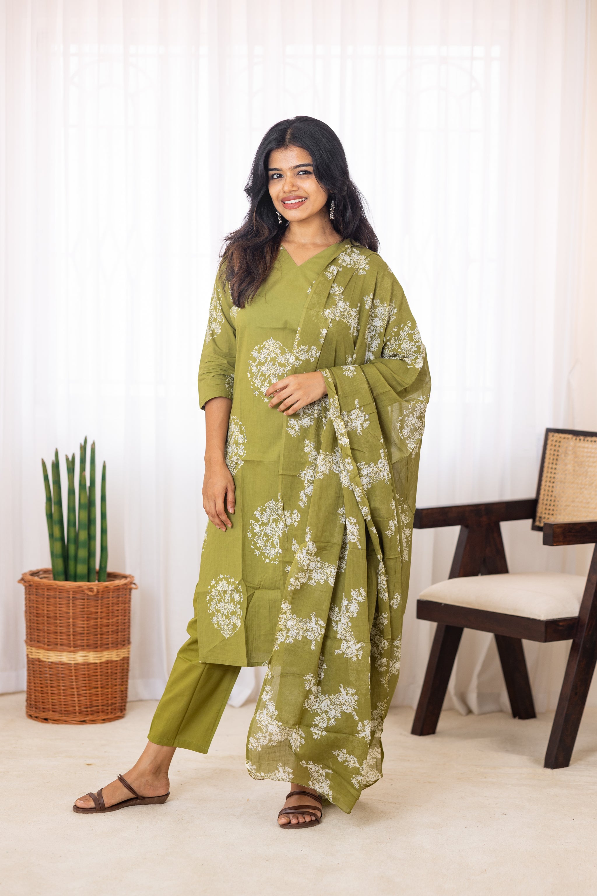 Mrinal salwar set in olive green