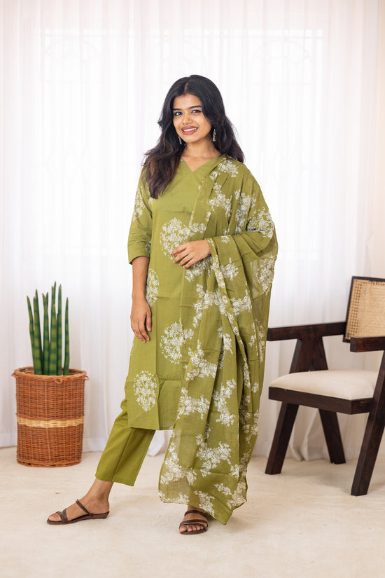 Mrinal salwar set in olive green