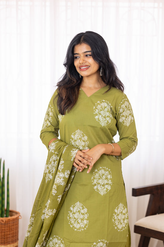 Mrinal salwar set in olive green