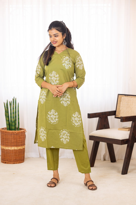 Mrinal salwar set in olive green