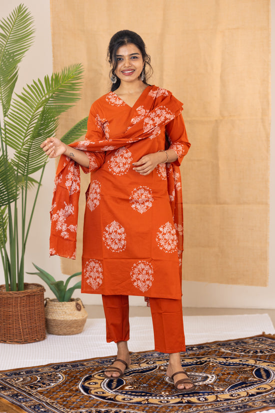 Mrinal salwar set in dusty orange
