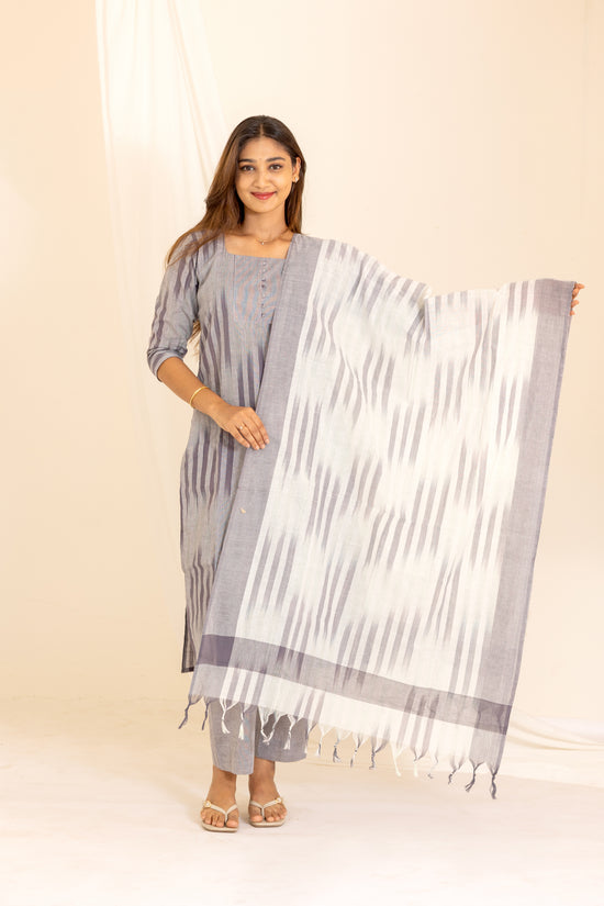 Anvitha handloom ikkat salwar set in grey