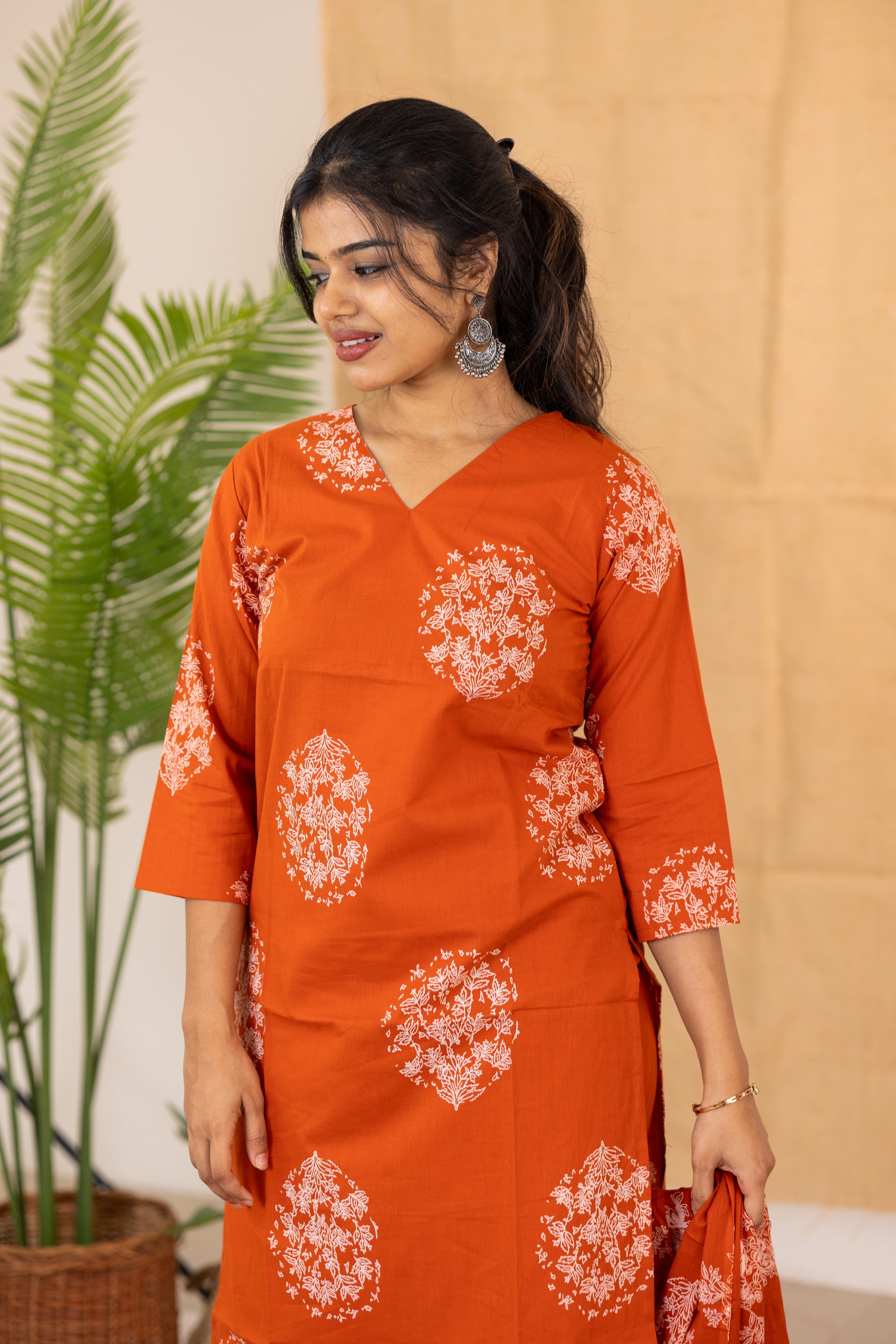 Mrinal salwar set in dusty orange