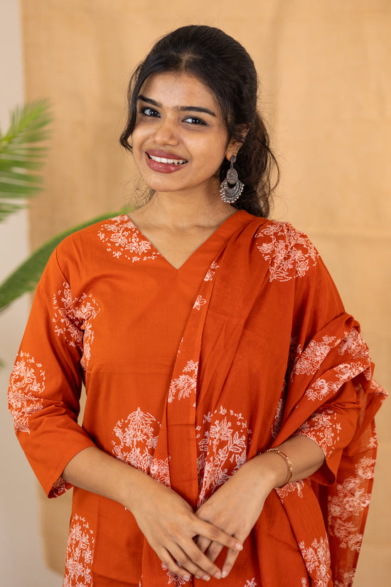 Mrinal salwar set in dusty orange