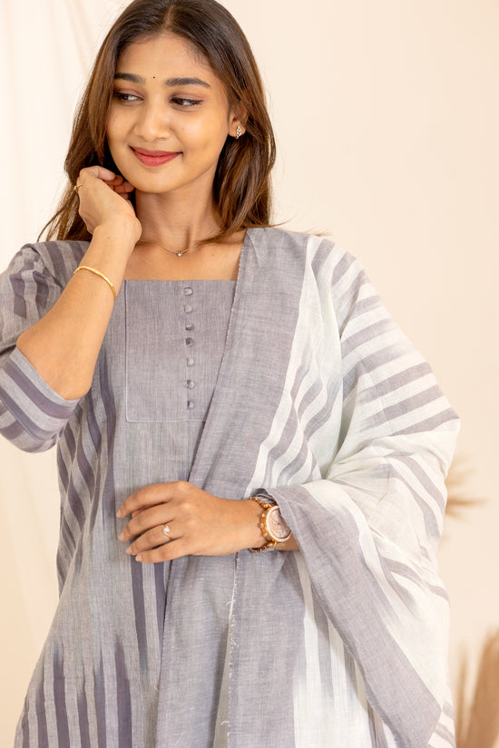 Anvitha handloom ikkat salwar set in grey