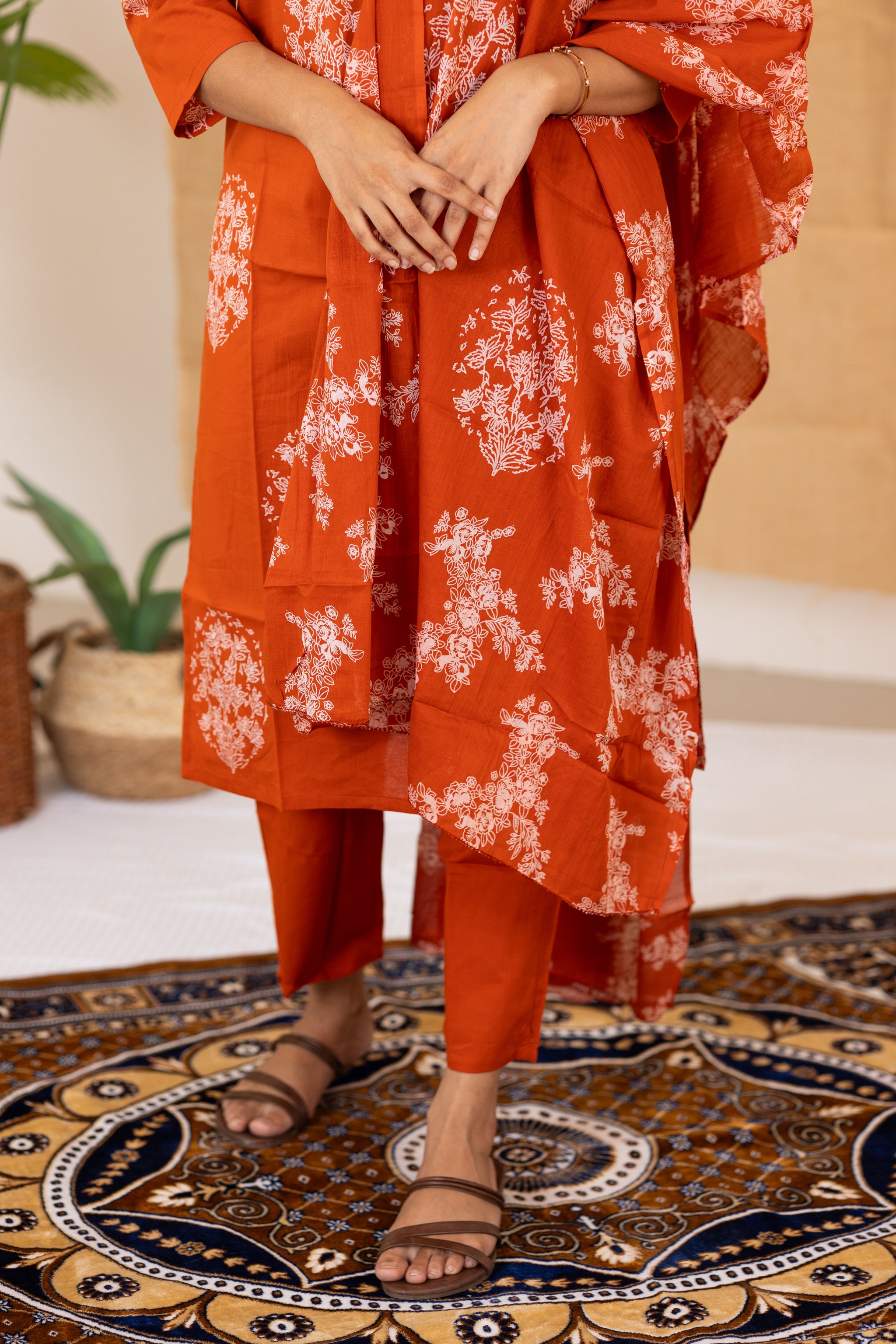 Mrinal salwar set in dusty orange