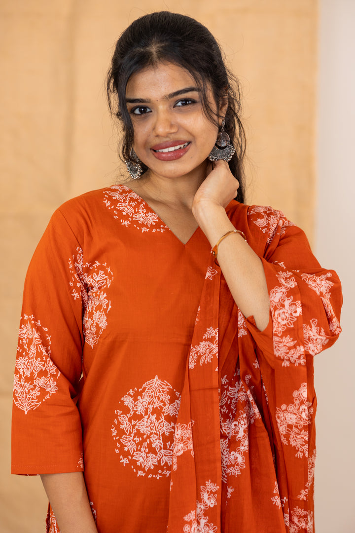 Mrinal salwar set in dusty orange
