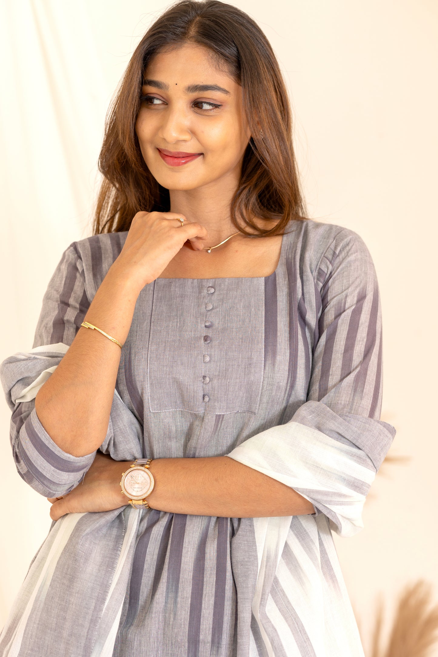 Anvitha handloom ikkat salwar set in grey