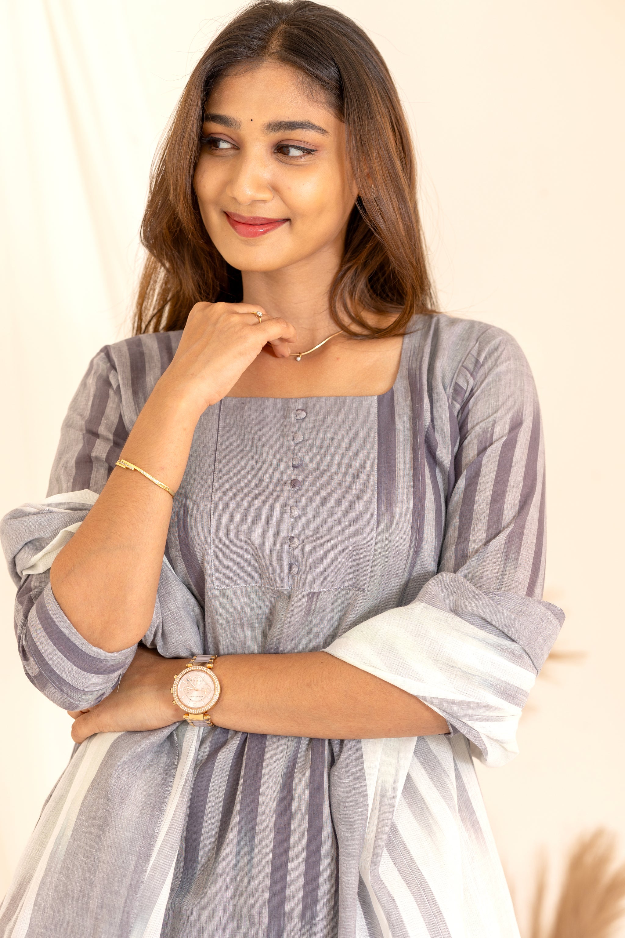 Anvitha handloom ikkat salwar set in grey