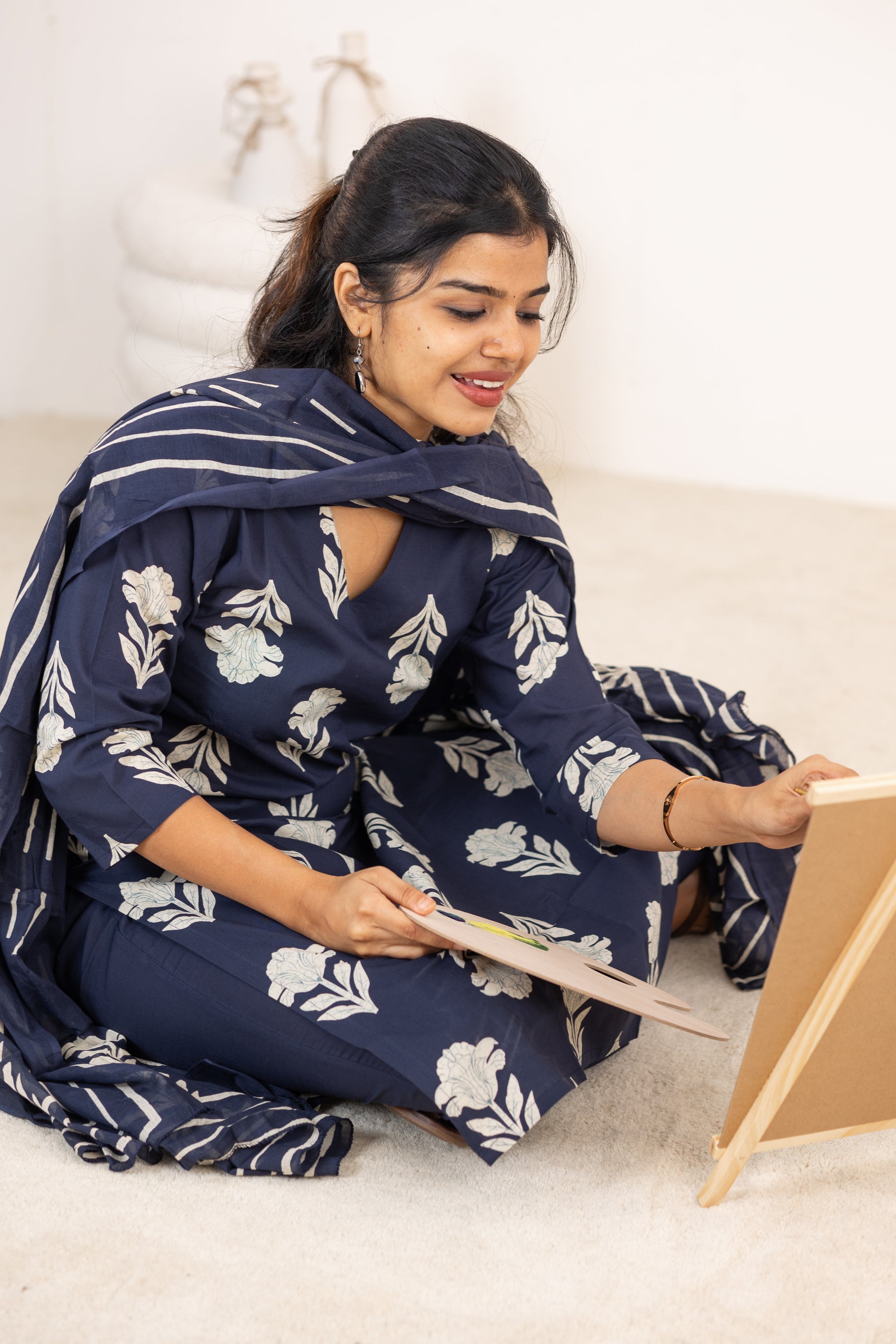 Tamara salwar set in navy blue