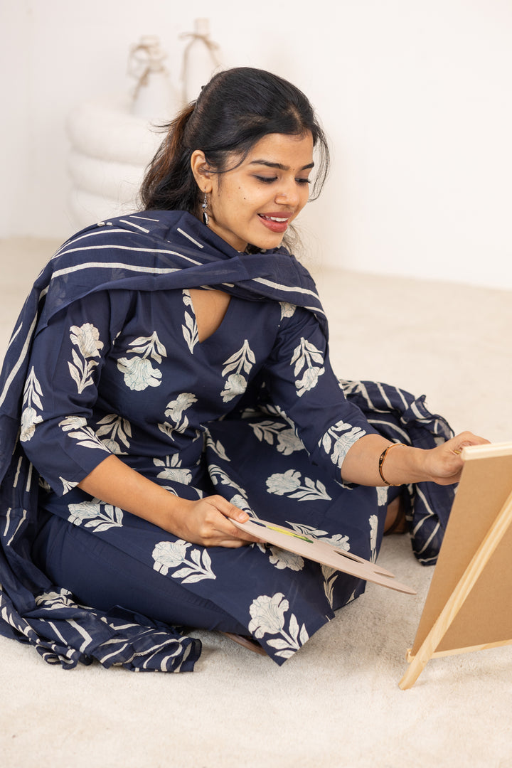 Tamara salwar set in navy blue