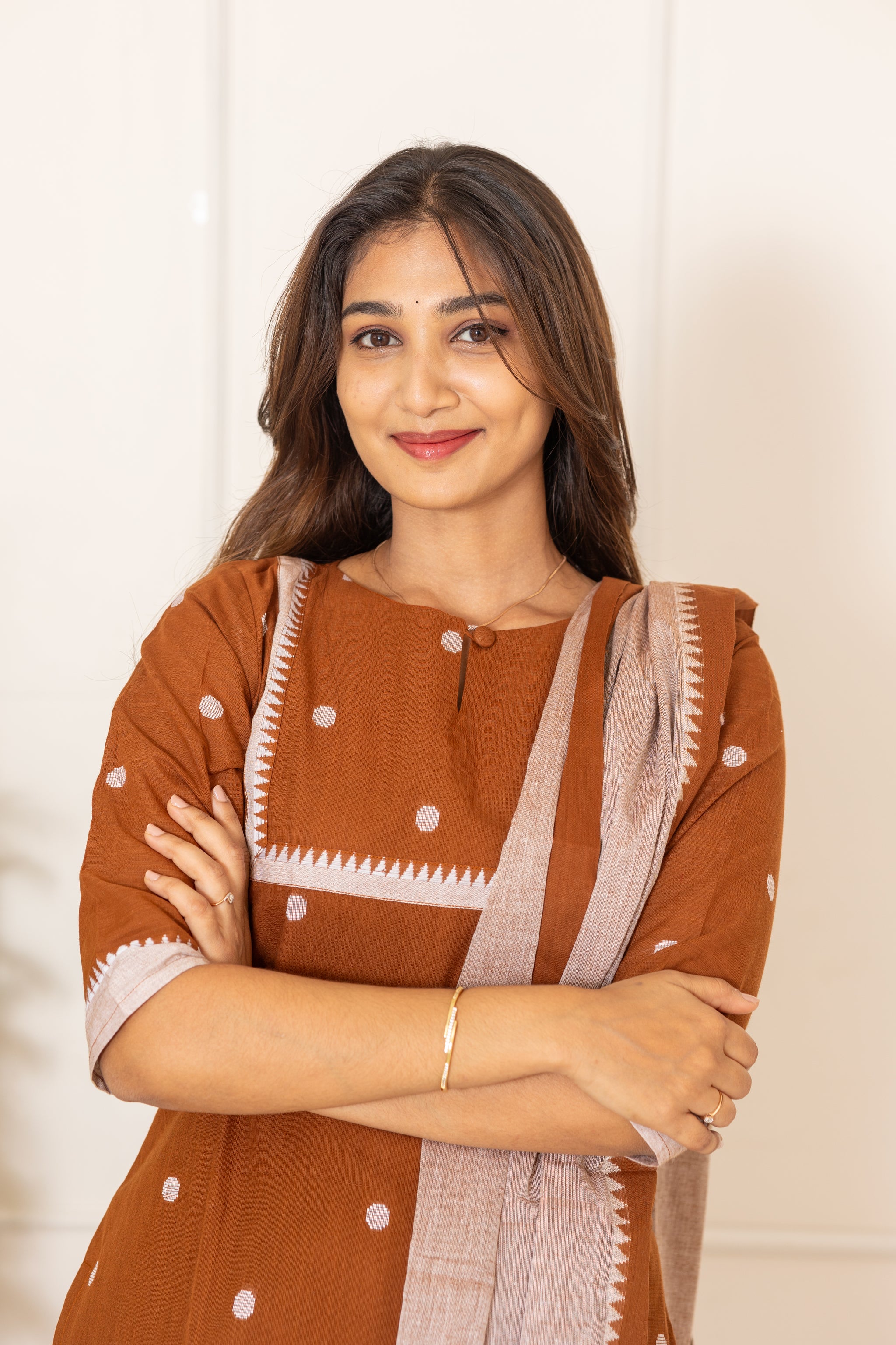 Shravanthi handloom salwar set in brown