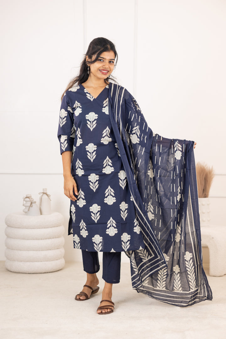Tamara salwar set in navy blue