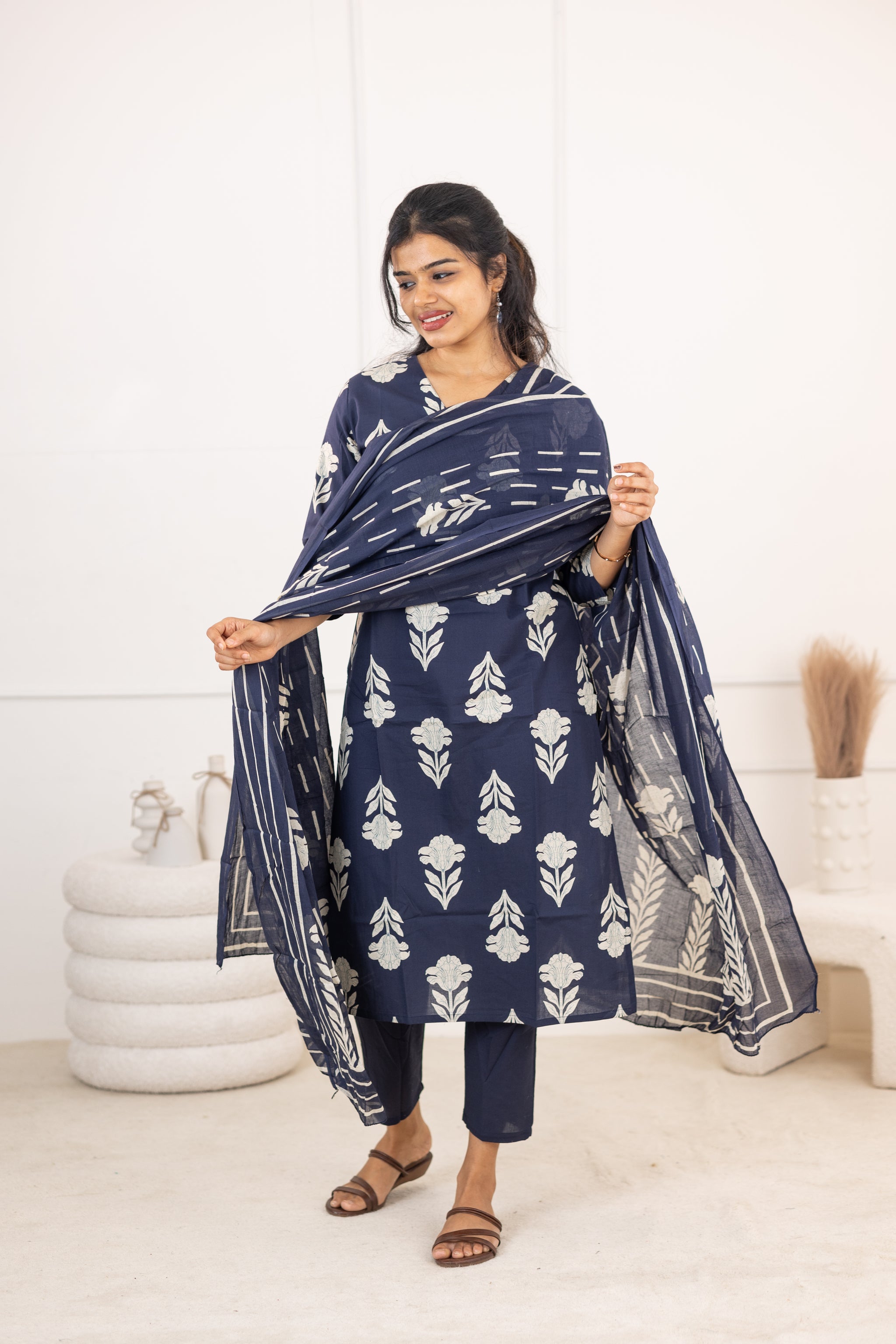 Tamara salwar set in navy blue