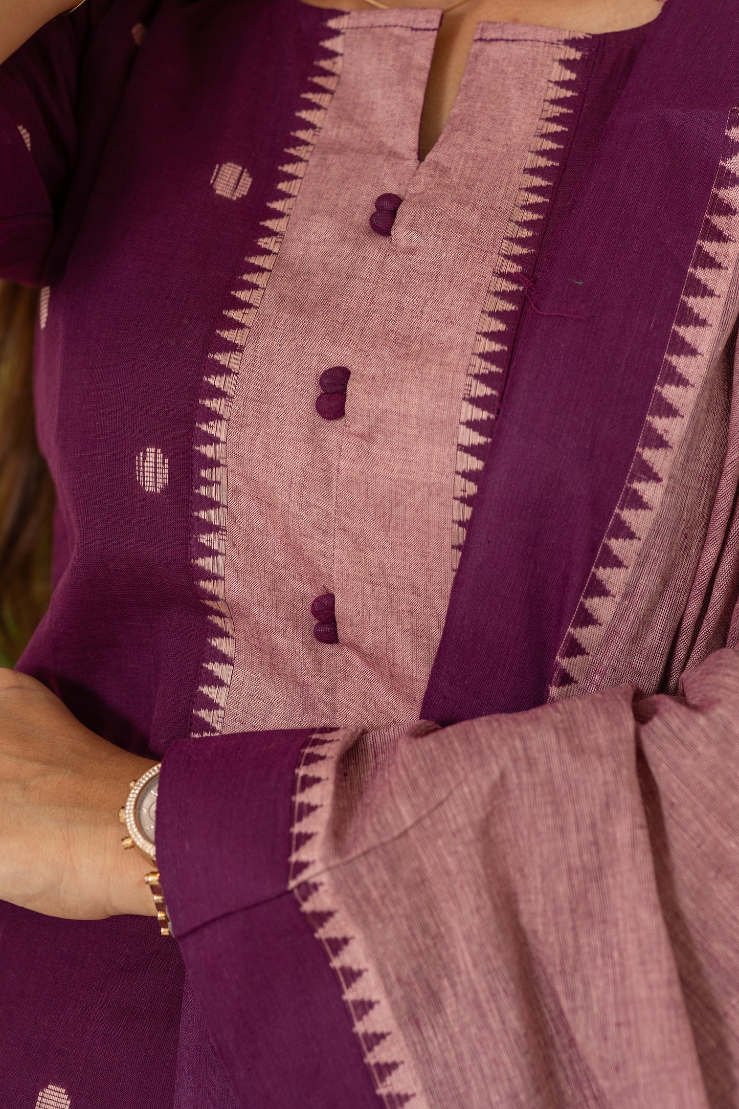 Mahima handloom salwar set in plum shade