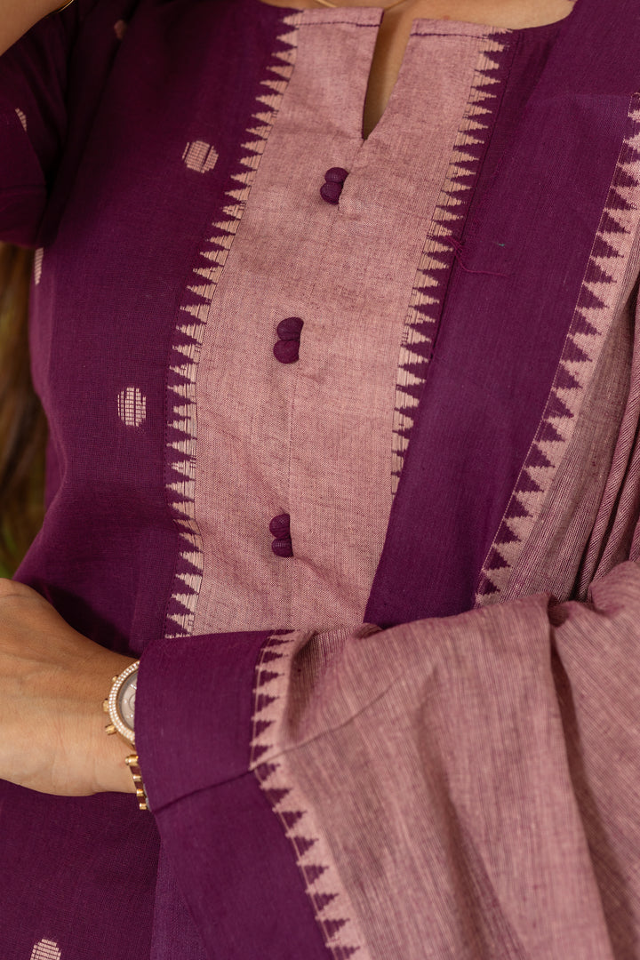 Mahima handloom salwar set in plum shade