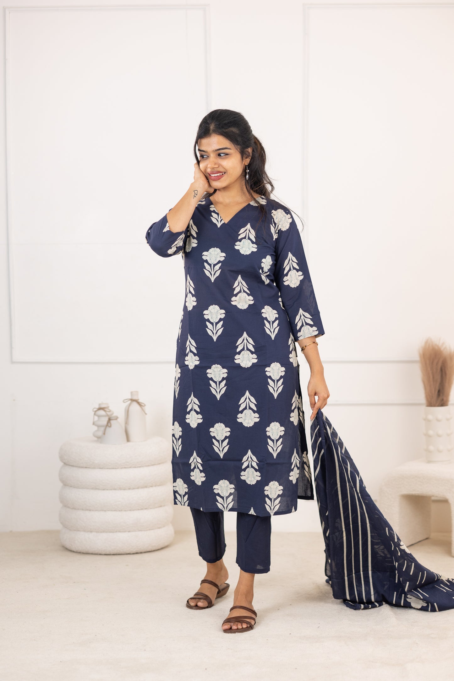 Tamara salwar set in navy blue