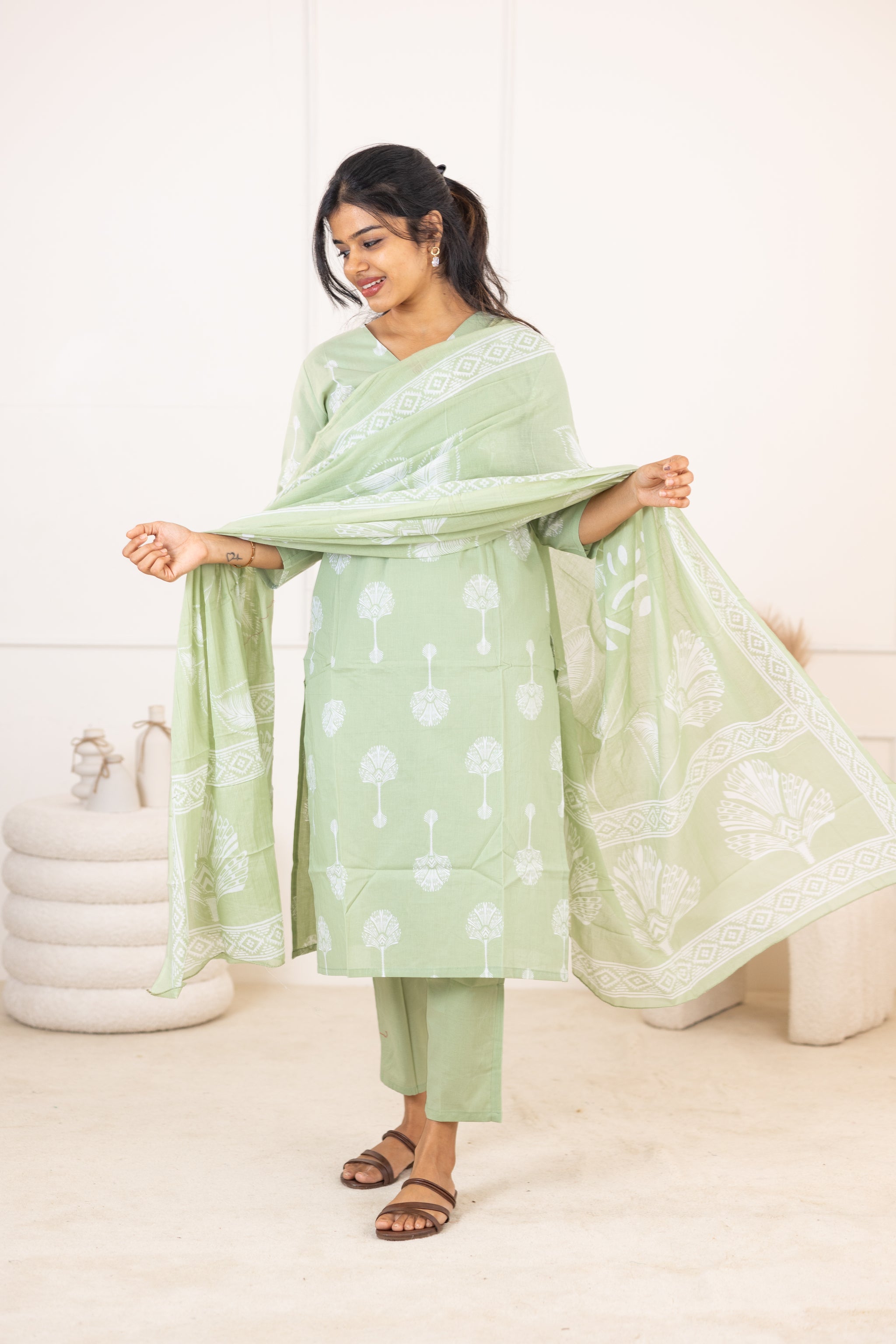 Mayuri salwar set in sage green