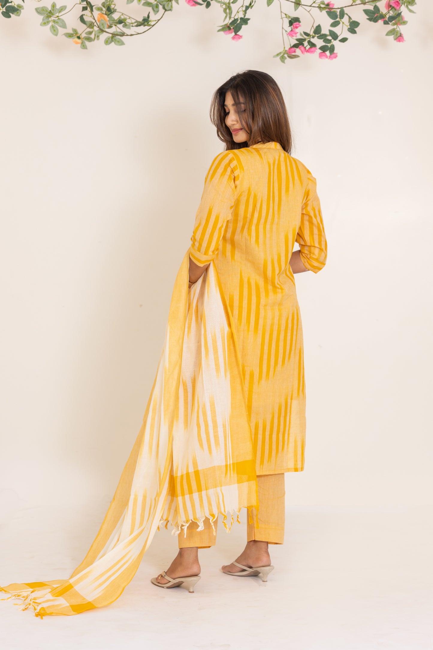 Kanmani handloom cotton salwar set in yellow