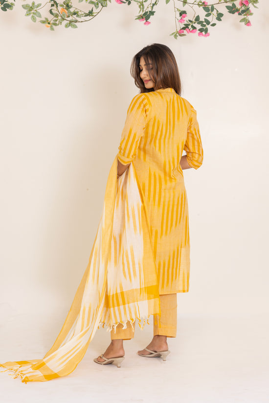 Kanmani handloom cotton salwar set in yellow
