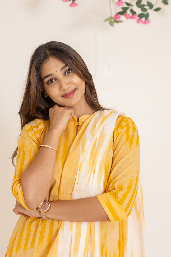 Kanmani handloom cotton salwar set in yellow