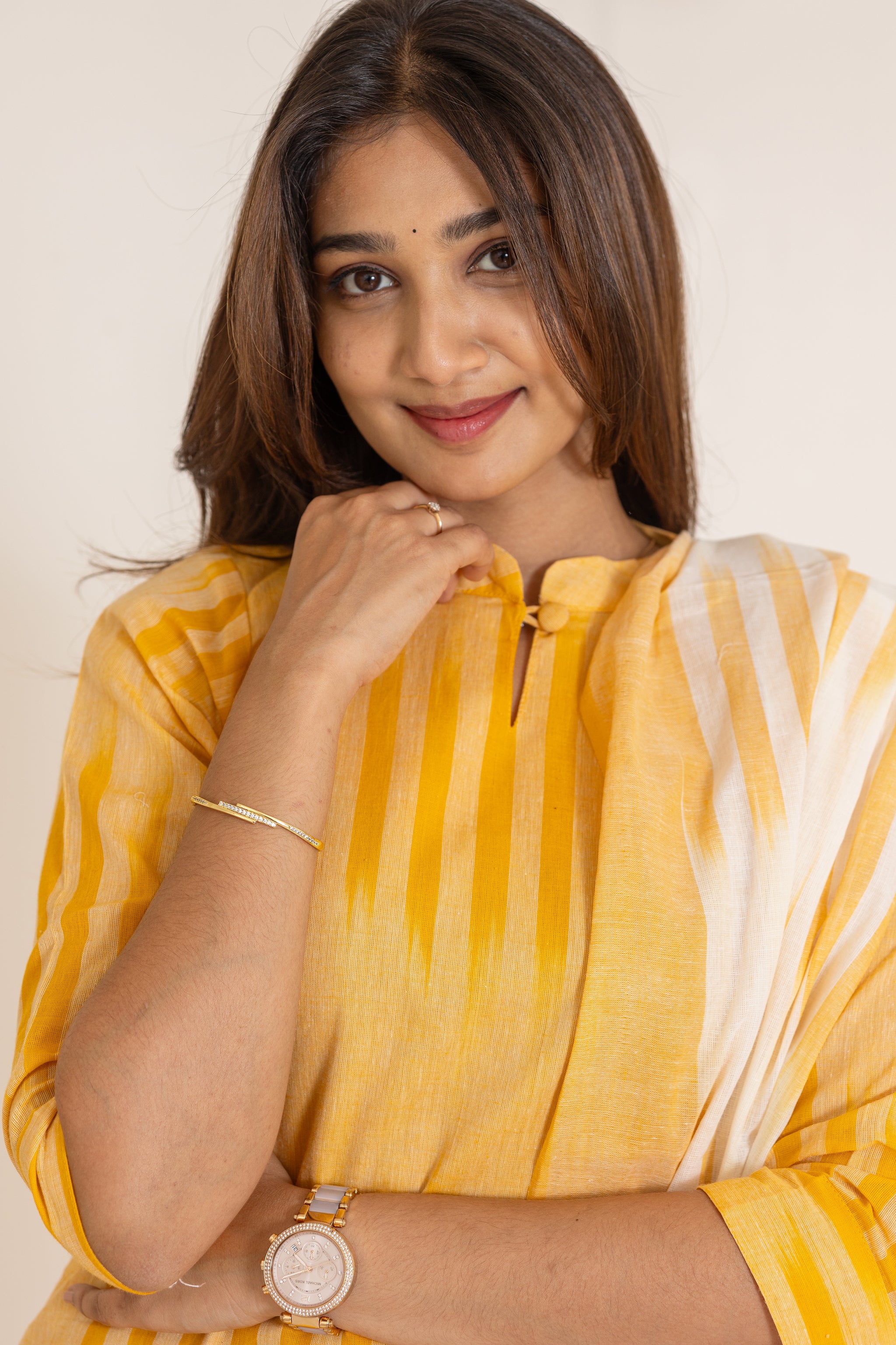 Kanmani handloom cotton salwar set in yellow