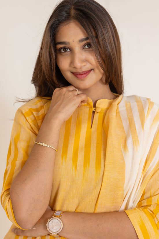 Kanmani handloom cotton salwar set in yellow