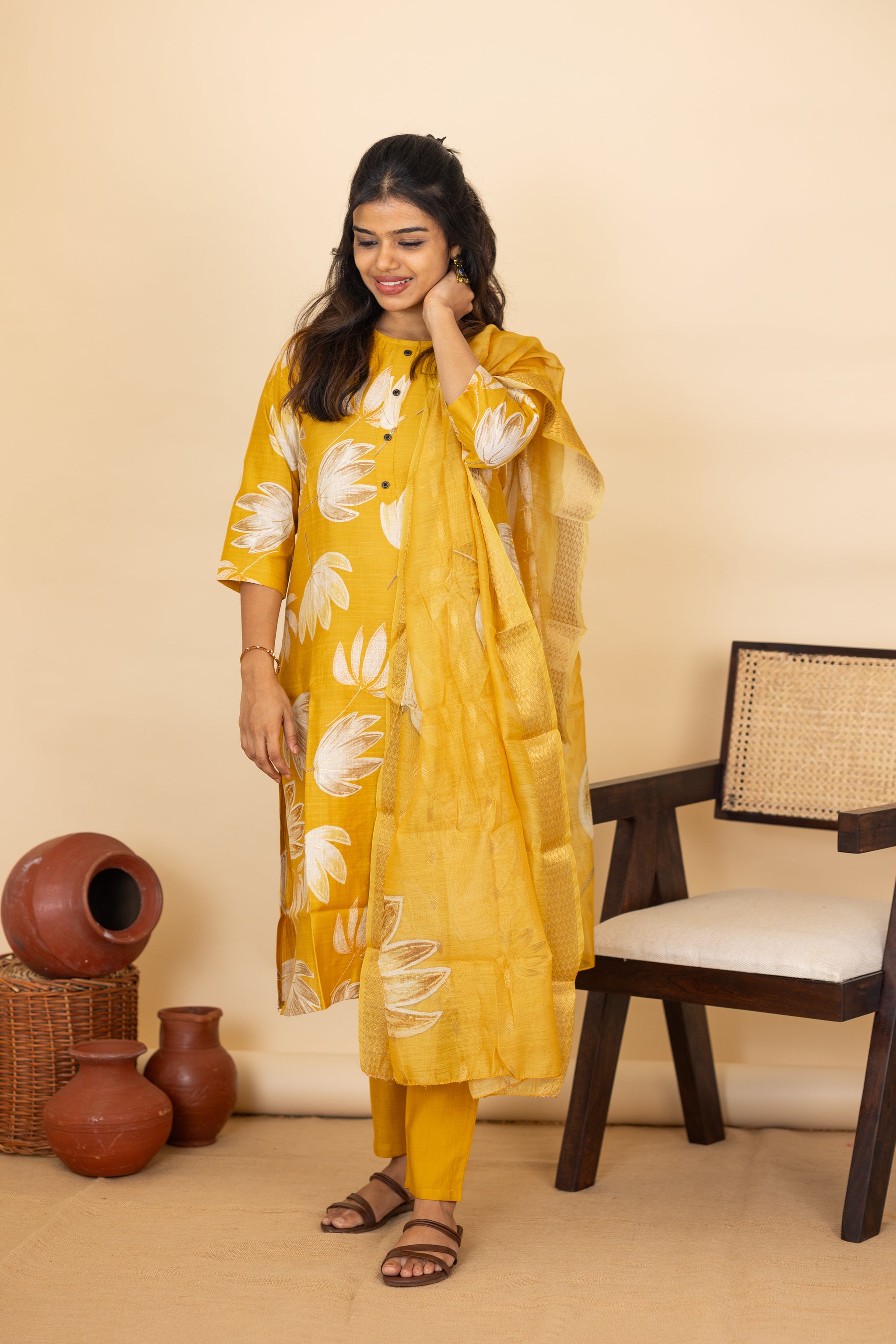Akshara salwar set in yellow