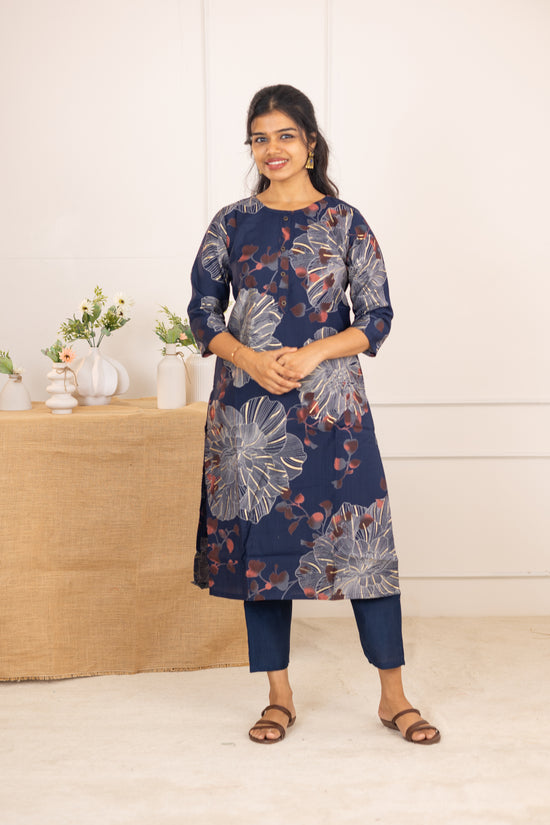 Shradha kurti set in navy blue in vertican fabric