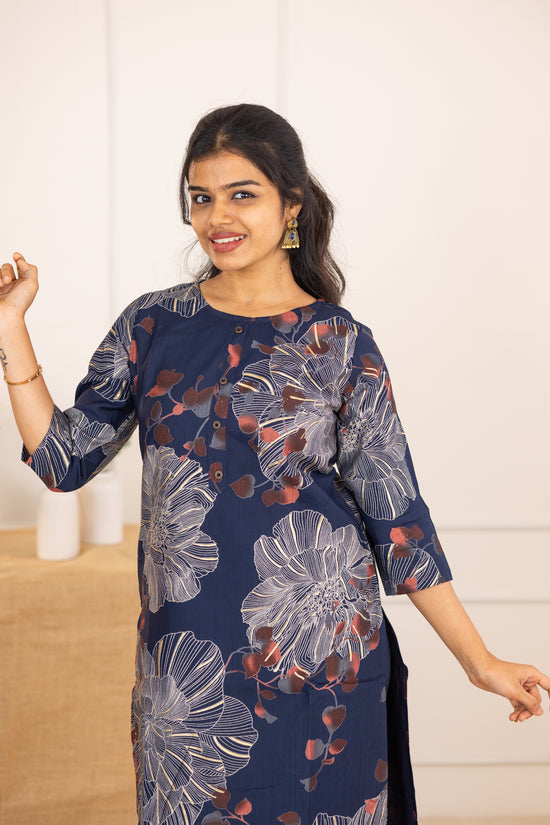 Shradha kurti set in navy blue in vertican fabric