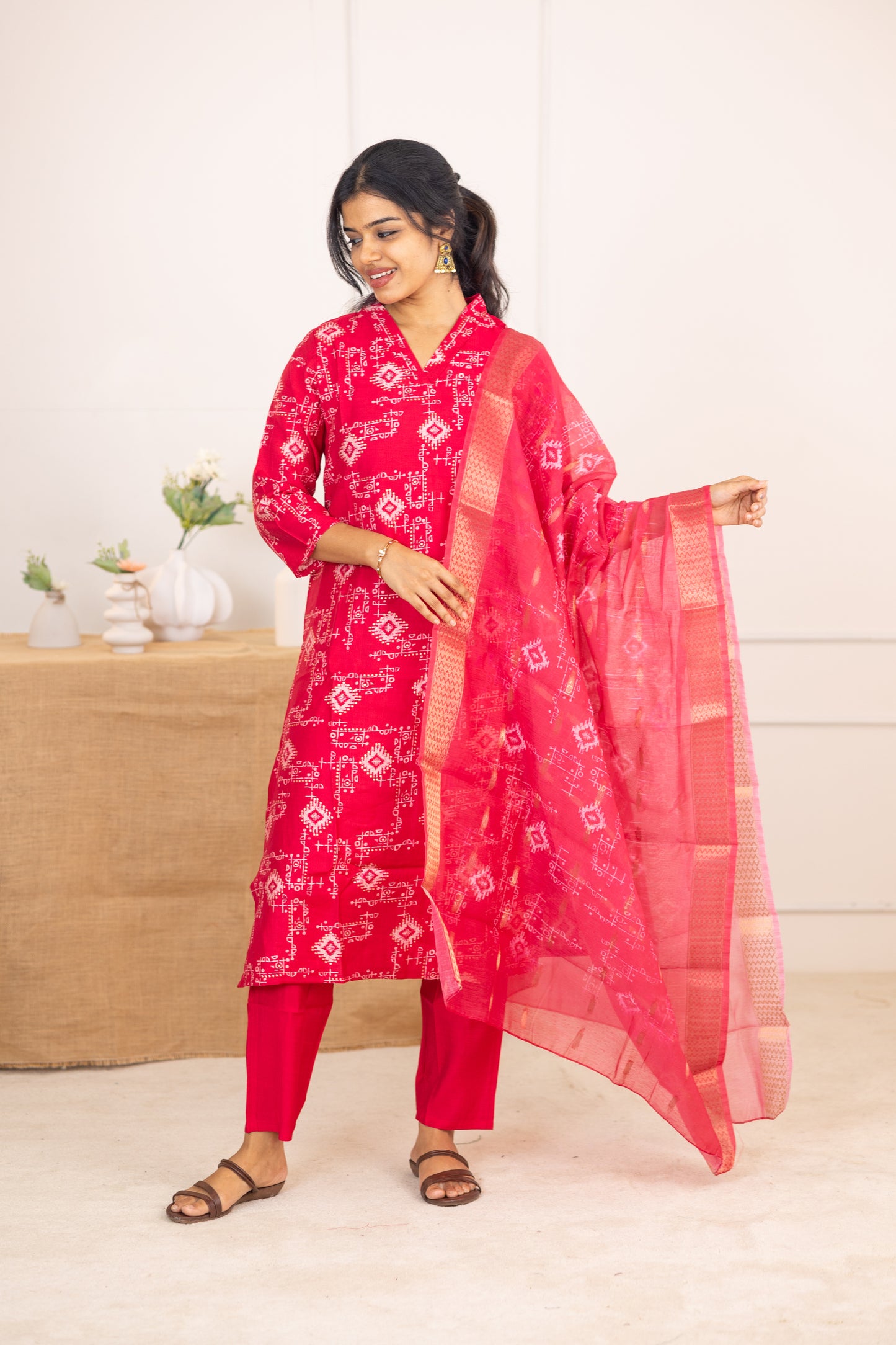 Dharshini salwar set in sage red