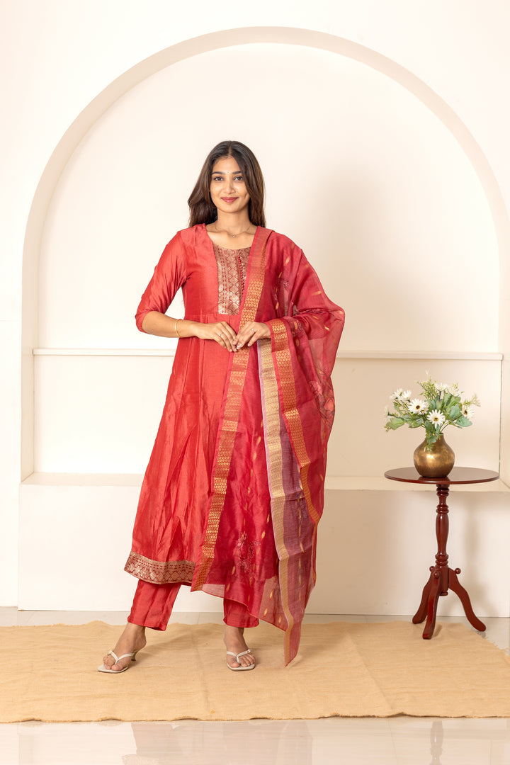 Anaghaa salwar set in ruby
