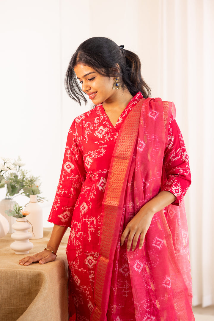 Dharshini salwar set in sage red