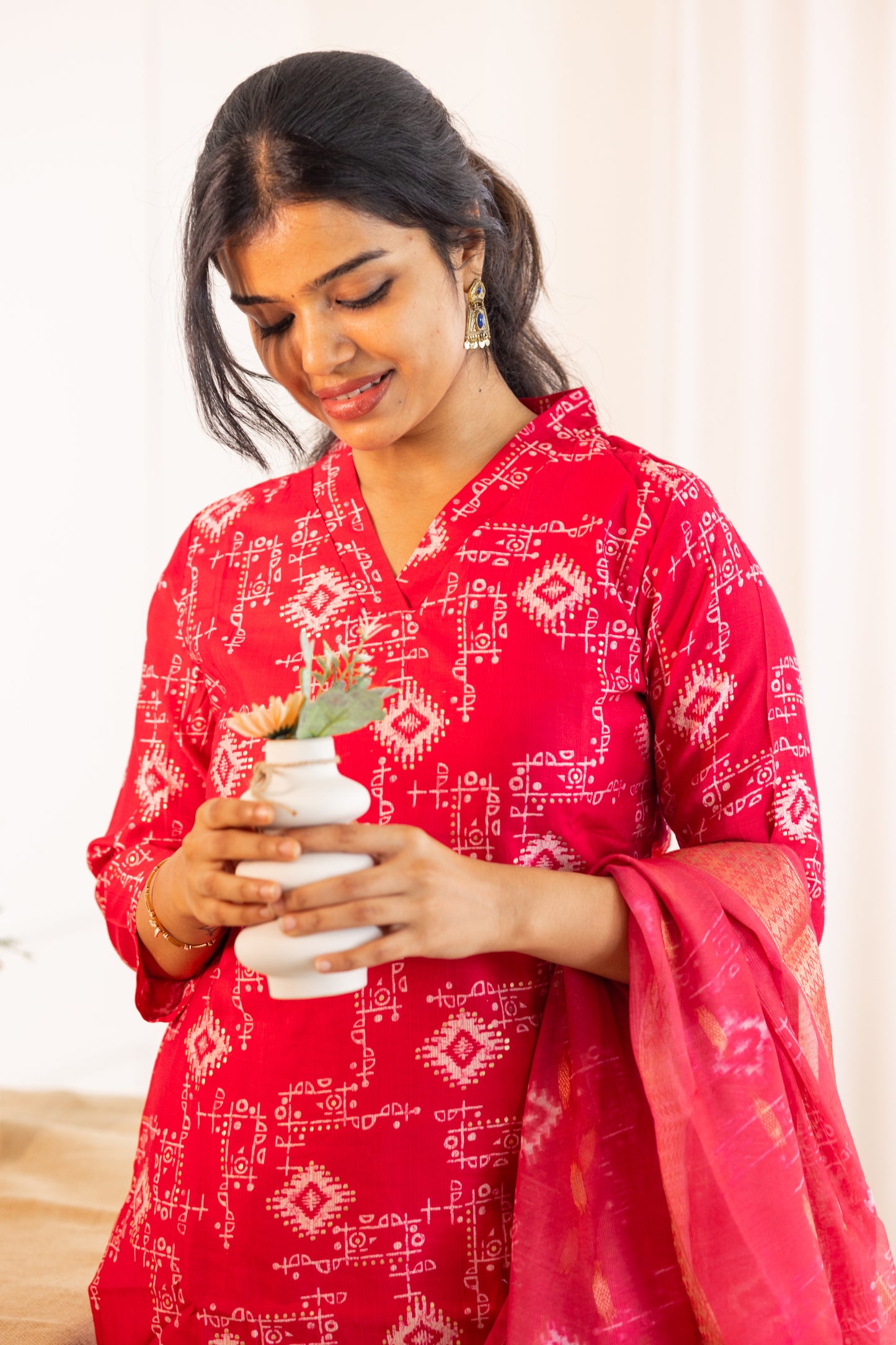 Dharshini salwar set in sage red