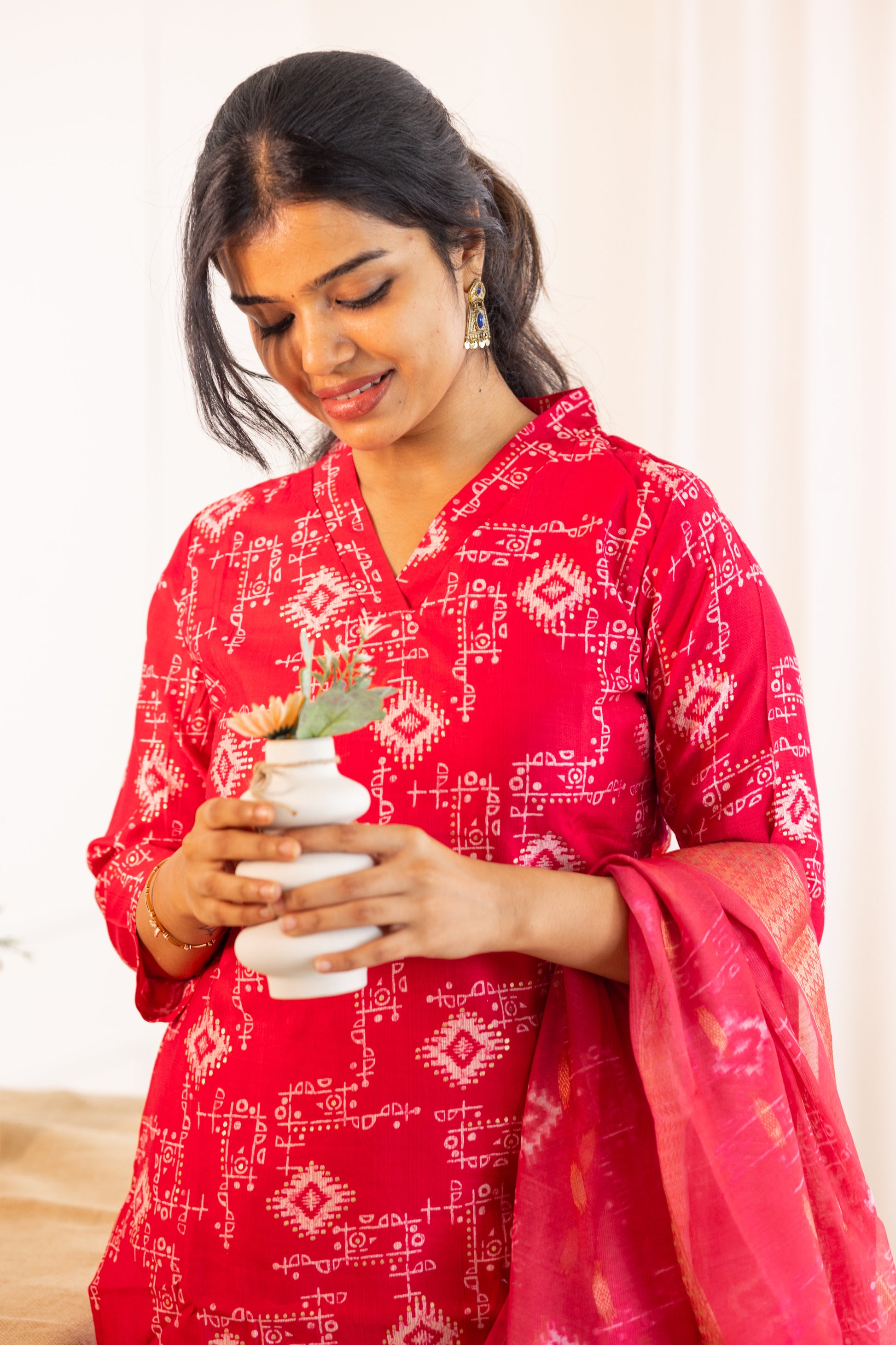 Dharshini salwar set in sage red