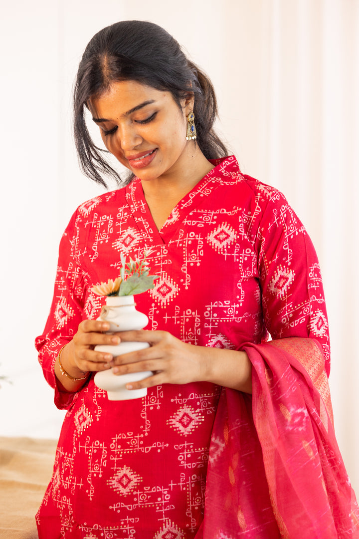 Dharshini salwar set in sage red