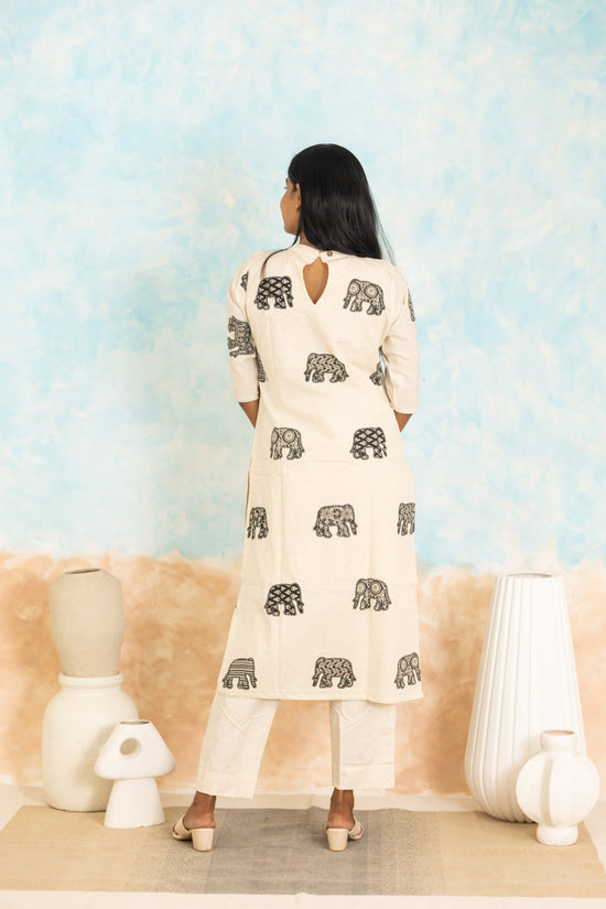 Meghna cotton kurti set in ivory