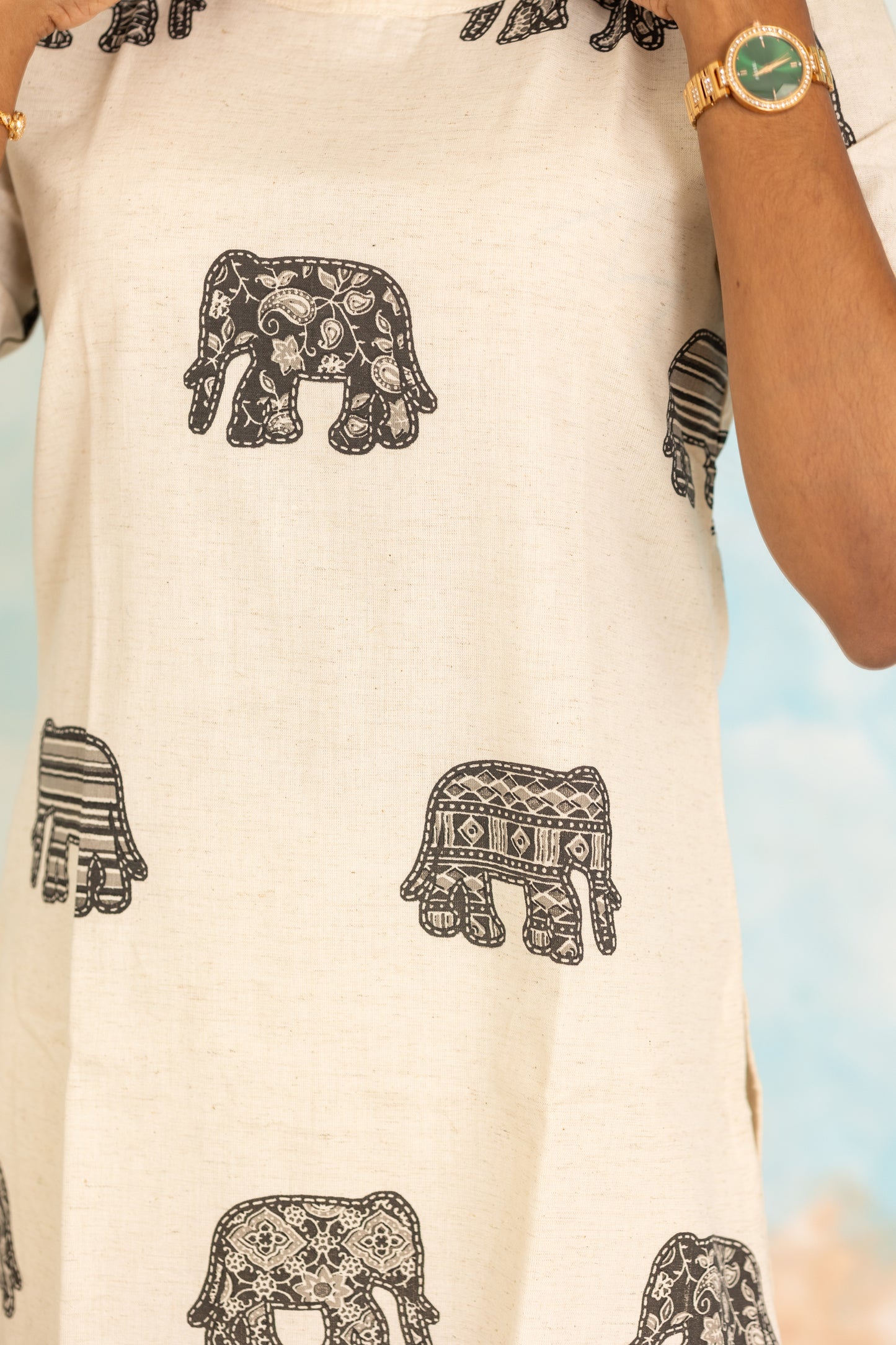 Meghna cotton kurti set in ivory