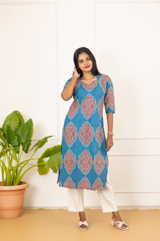 Vismaya cotton kurti in blue