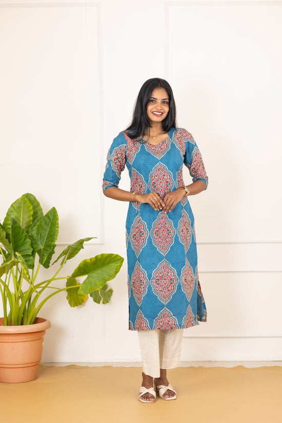 Vismaya cotton kurti in blue