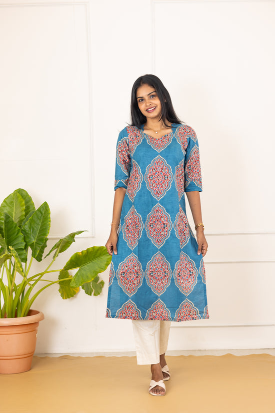 Vismaya cotton kurti in blue