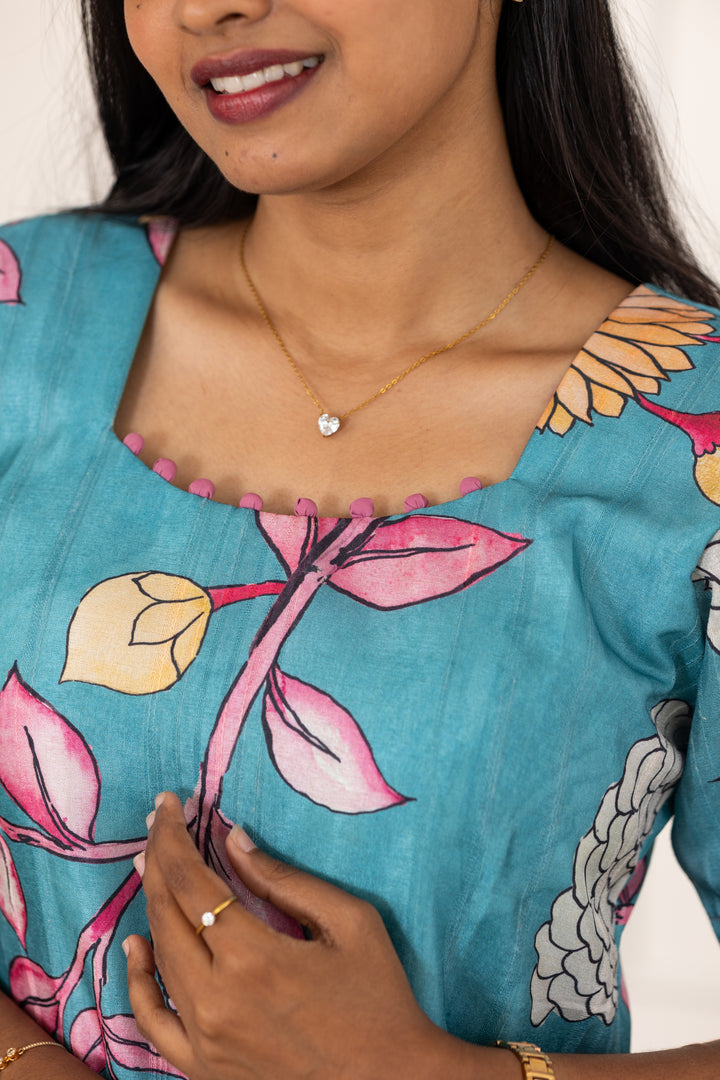 Nivedha cotton kurti in blue