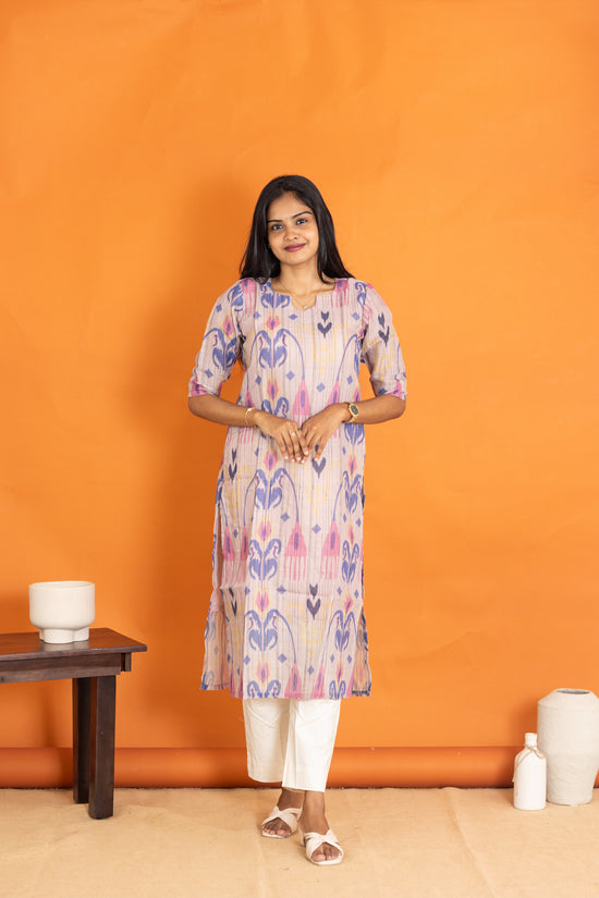 Aadhirai kora cotton kurti in cream