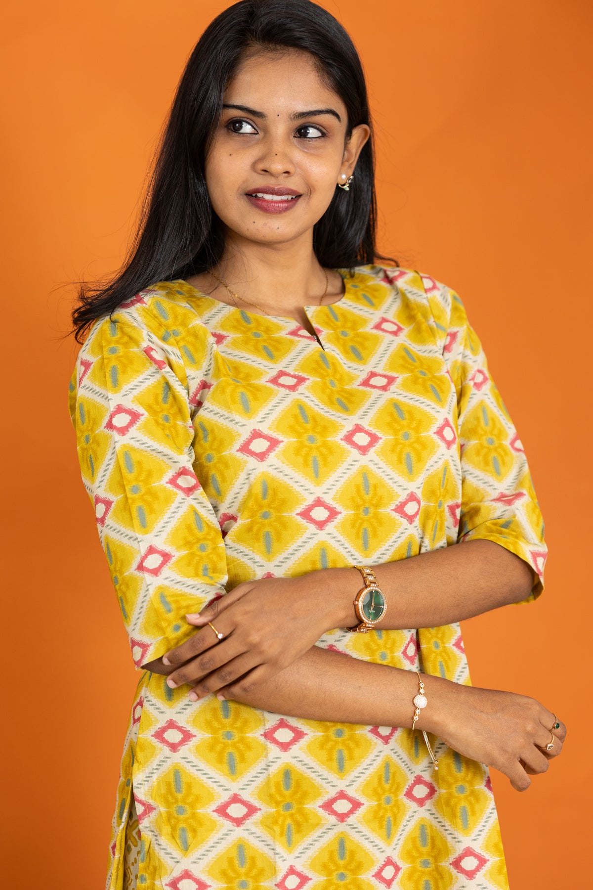 Rukmini soft cotton kurti set in yellow