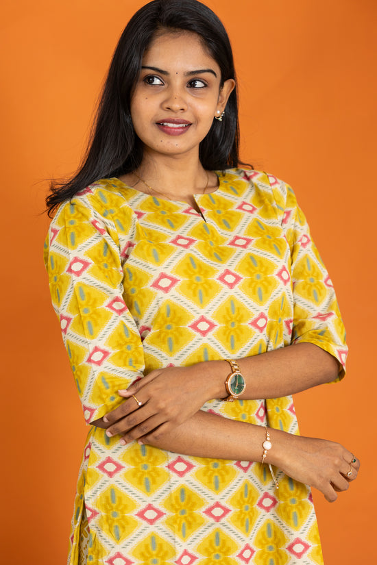 Rukmini soft cotton kurti set in yellow