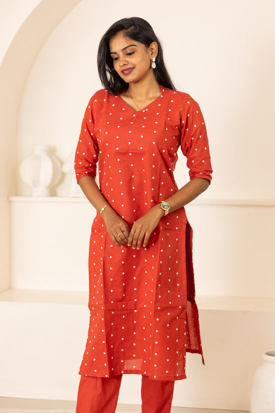 Vaanathi cotton kurti set in rust