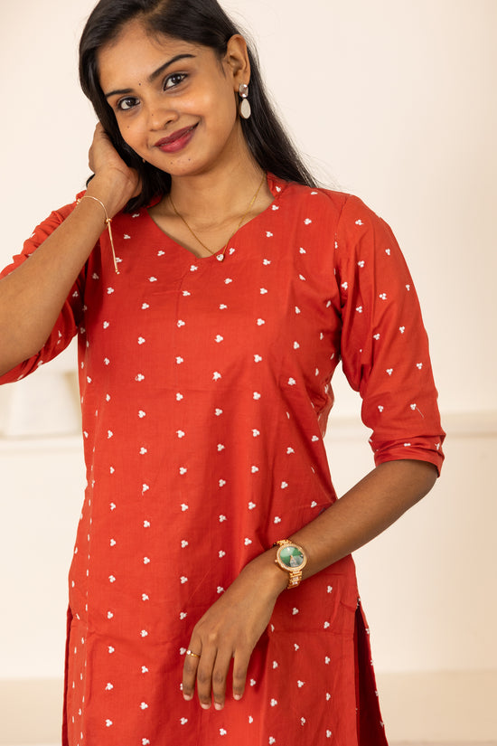 Vaanathi cotton kurti set in rust